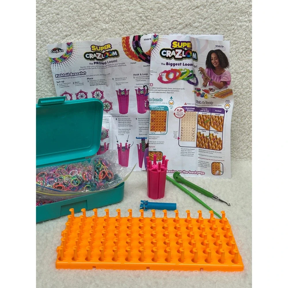 Cra-Z-Art Super Cra-Z-Loom Rubber Band Bracelet Maker Kit with Storage Case - Picture 5 of 7